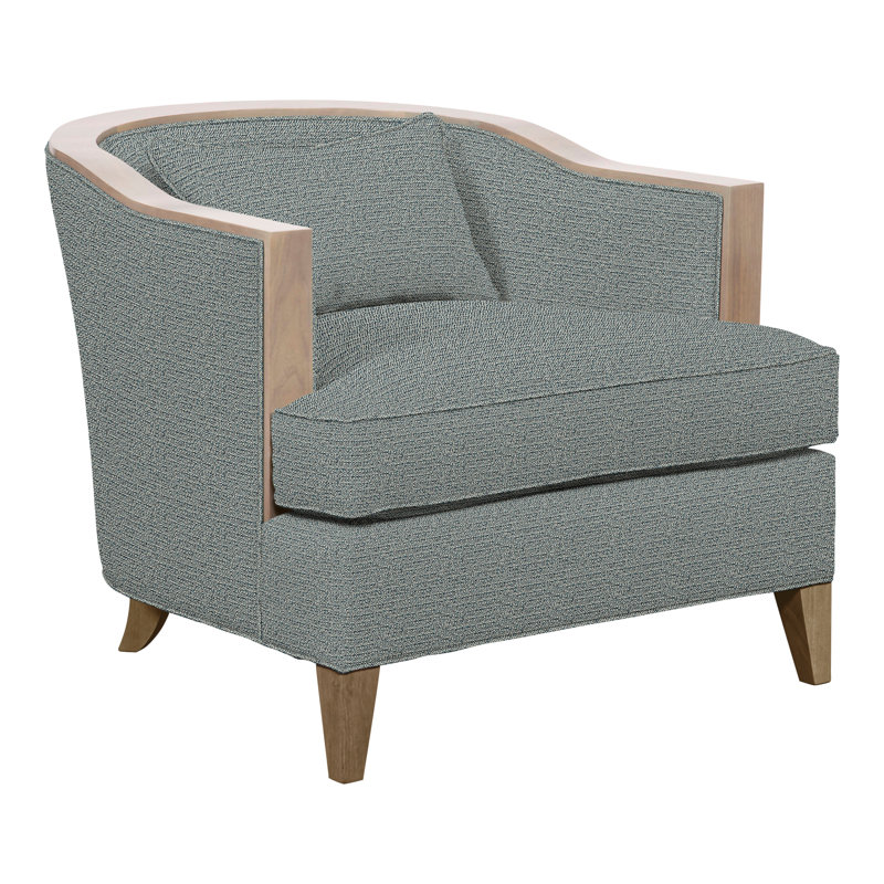 Thom Filicia Home Upholstered Barrel Chair, Hampton, Tuck Cobalt Polyester Blend