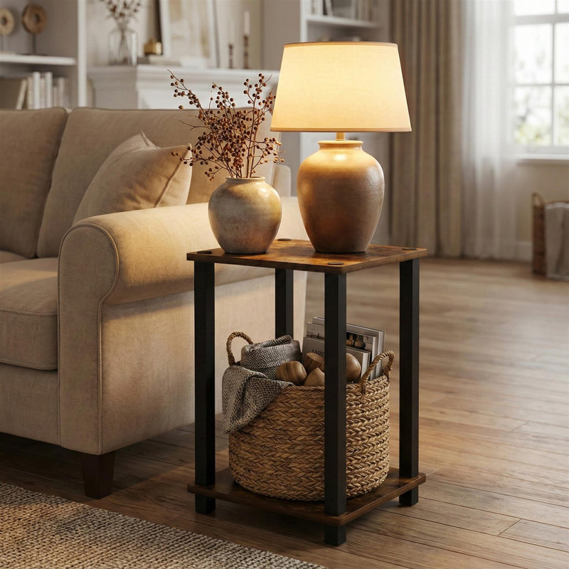 Petite table d'appoint Simplistic, Pin ambré / noir