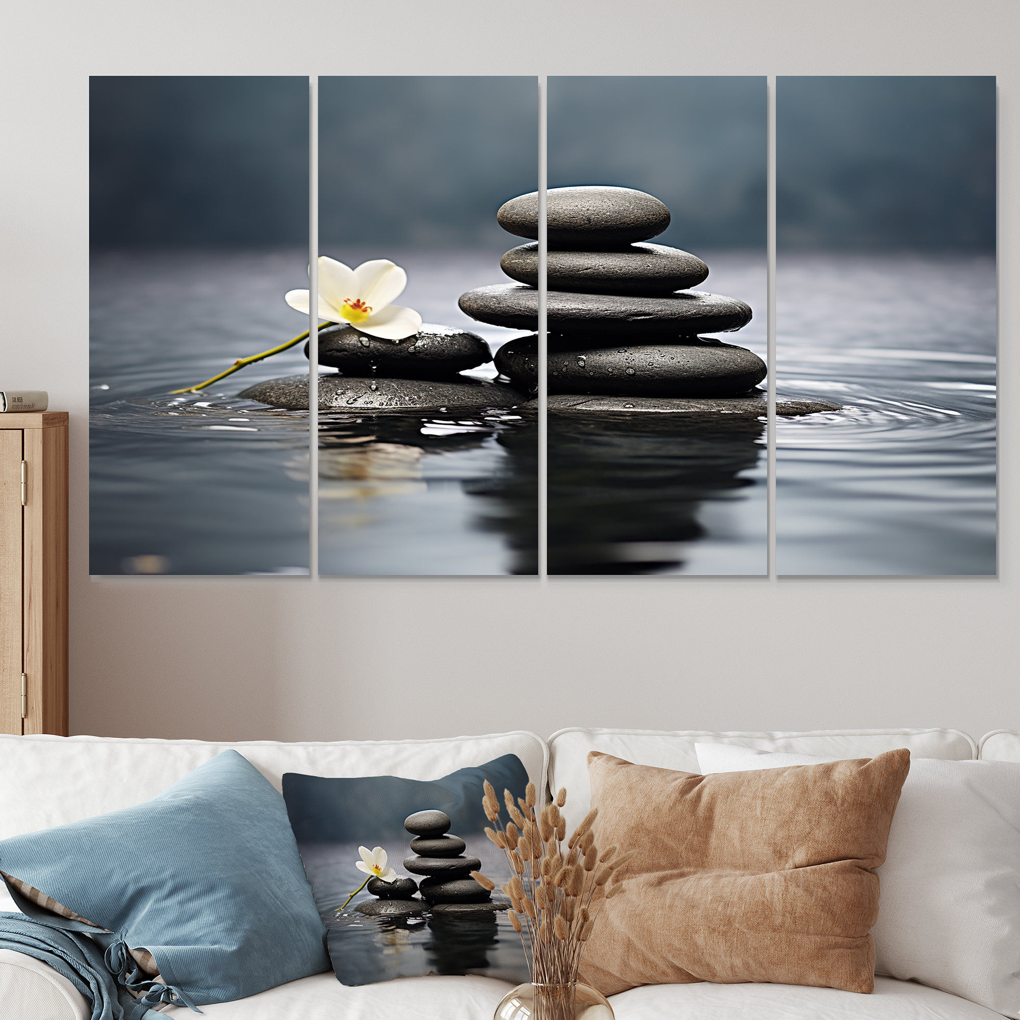 Latitude Run® Blue Zen Serenity Of Spiritual Stones In Water III ...