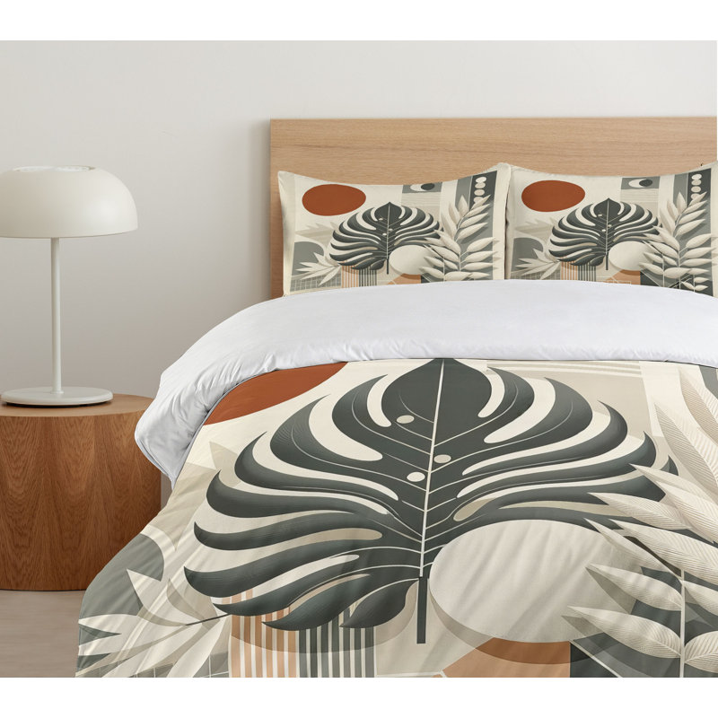 Monstera Duvet Cover, California King Duvet Cover + 2 Standard Shams