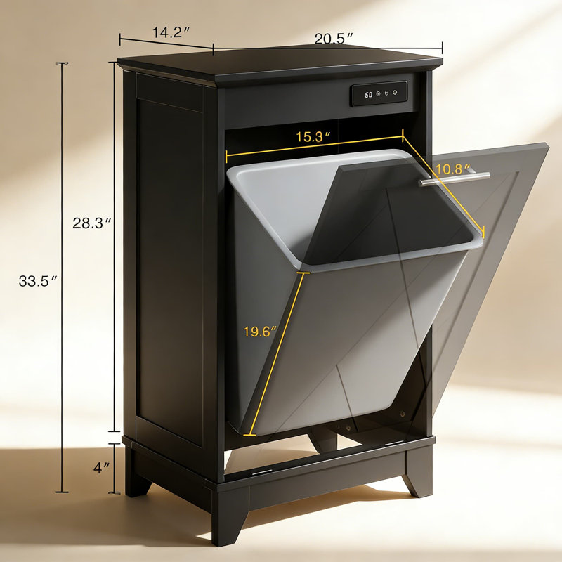 Armoire à poubelle inclinable avec désodorisant à ion négatif, poubelle pour poubelle de cuisine et de salon autoportante pour poubelles de 10 à 13 gallons, armoire de rangement compacte