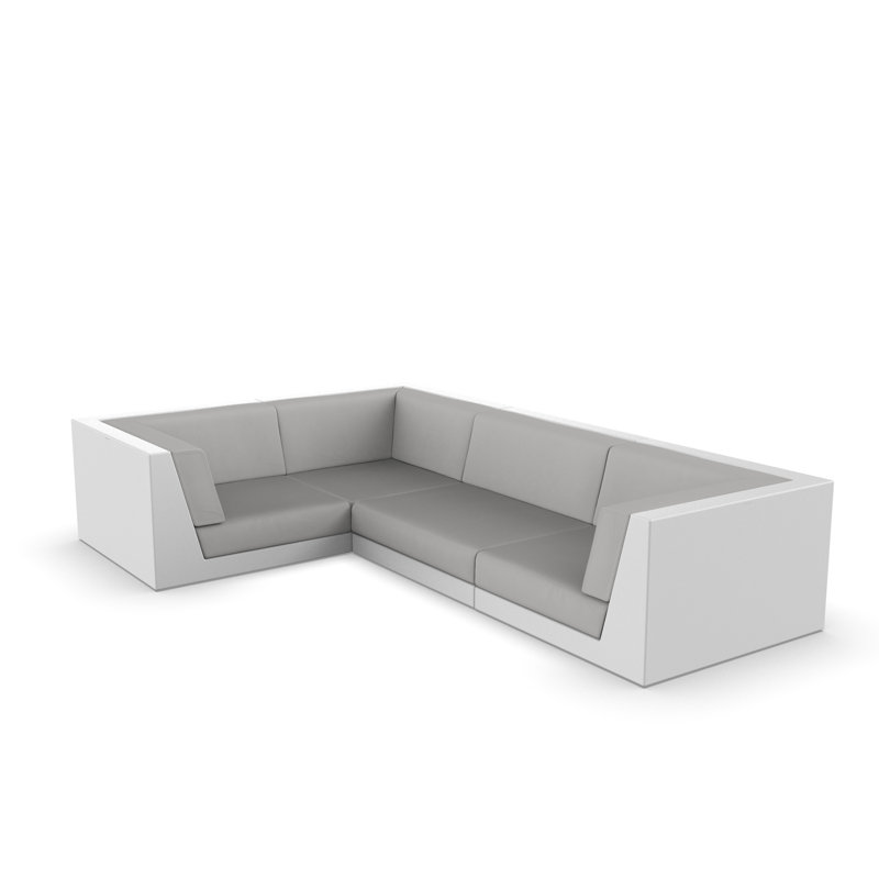 Pixel 119.25" Wide Outdoor U-Shaped Patio Sectional with Cushions, Nautical Taupe, White