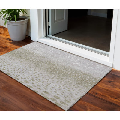 Tapis intérieur / extérieur lavable abstrait taupe 3 pi x 5 pi HomeRoots