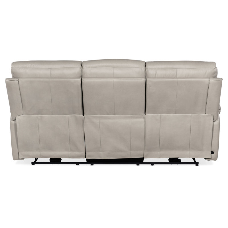 MS Zero Gravity Power Sofa with Power Headrest and Lumbar, Gray Genuine Leather