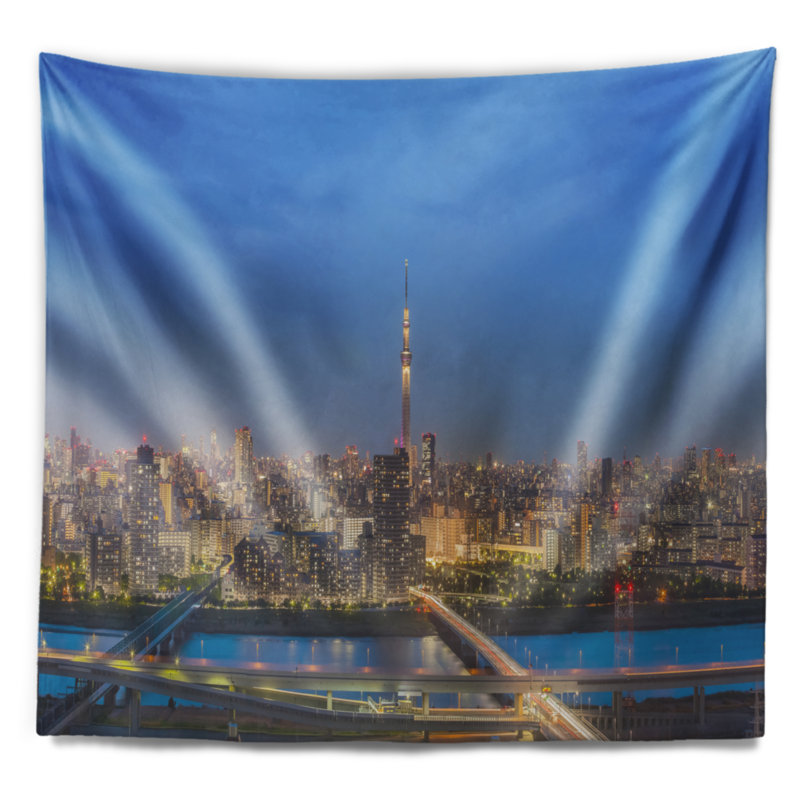 Tapisserie panorama landscape tokyo city view, H 32 po x l 39 po