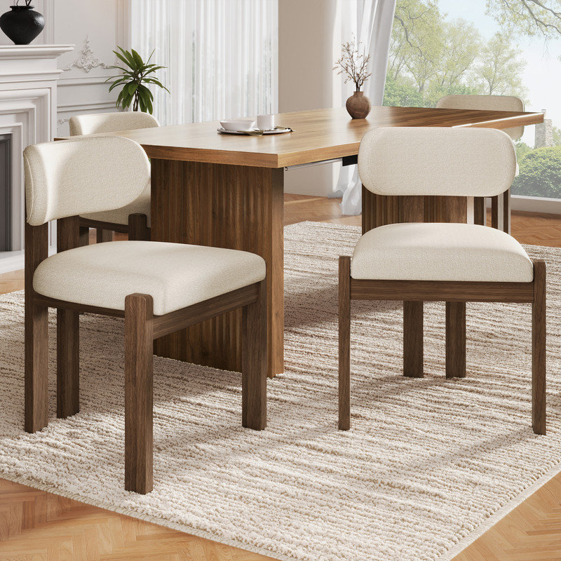 Tufted Upholstered Parsons Chair, Walnut, Walnut