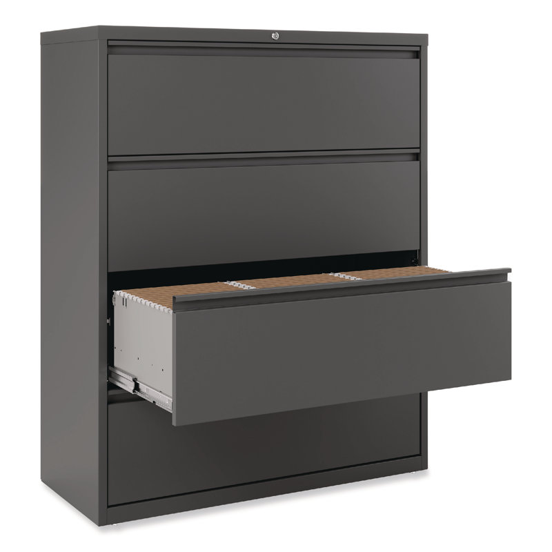 Charcoal 4-Drawer Lockable Lateral File Cabinet