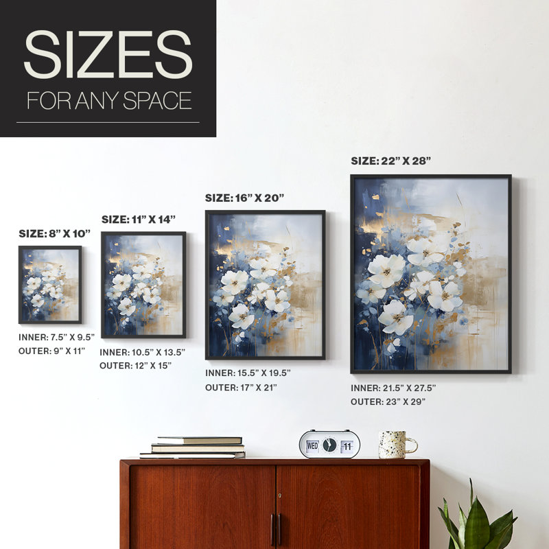 FLORAL Series CECIX - Impression encadrée de qualité supérieure - Prêt à accrocher - Aucun clou requis, H 11 po x l 9 po
