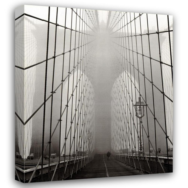 Jour de brouillard sur le pont de Brooklyn, H 18 po x l 15 po