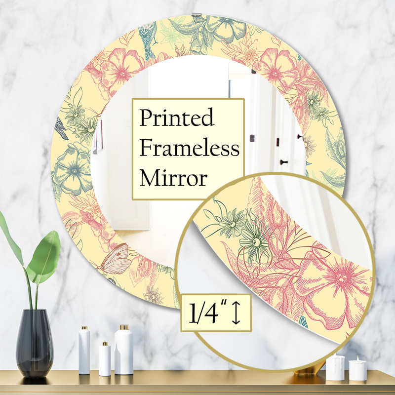Miroir mural Spring with Butterflies on Flowers, H 31,5 po x l po