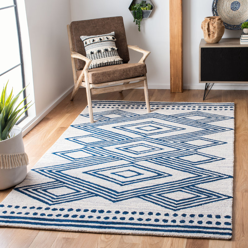 Tapis en laine touffeté à la main Vedika, Tapis de couloir 2 pi 3 po x 7 pi