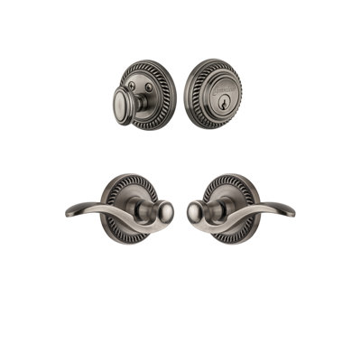 Newport Rosette Complete Entry Set with Single Cylinder Deadbolt and Bellagio Lever