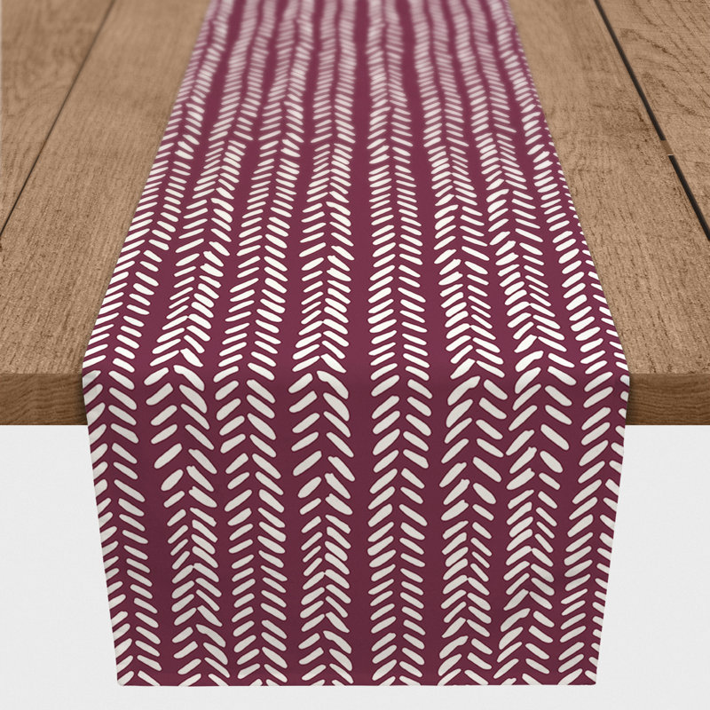 Chemin de table en losanges pointillé Nalston, 72 po x 16 po, Bourgogne, Géométrique 2