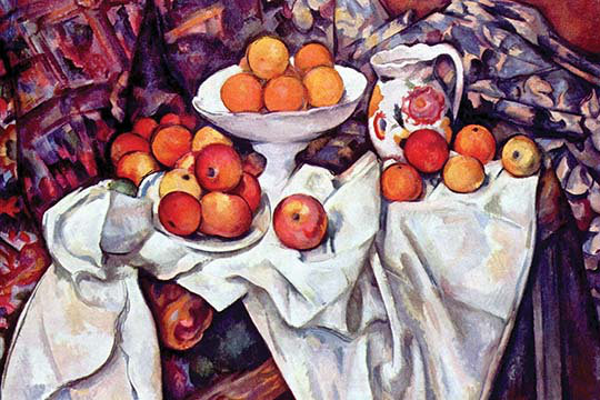 «Still Life With Apples and Oranges» par Paul Cezanne, reproduction d'art