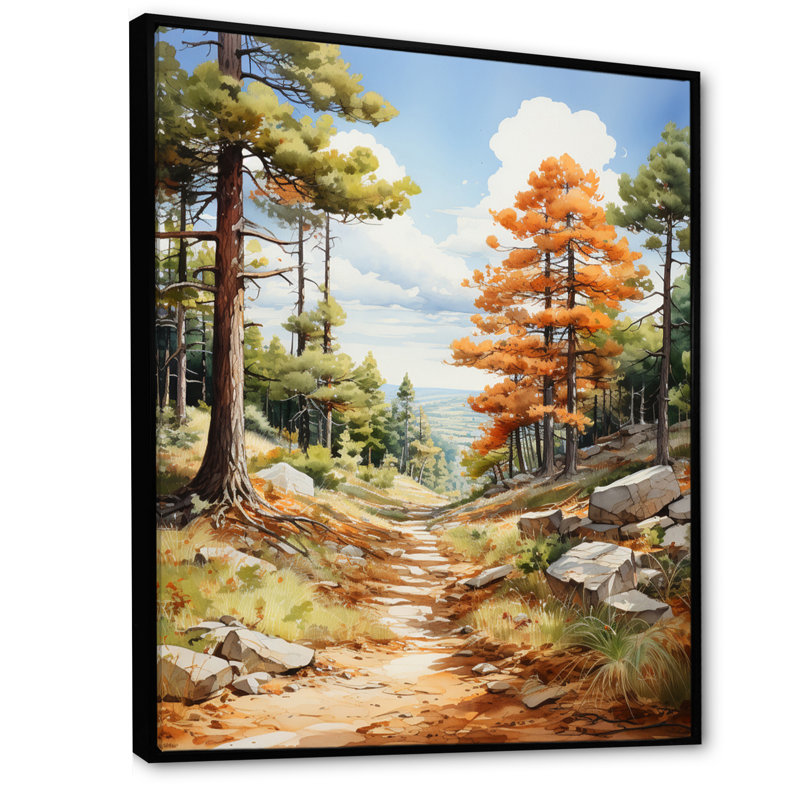 Millwood Pines Pine Tree Sunlit Path II - Floater Frame Print on Canvas ...