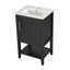 Meuble-lavabo de 20 po avec lavabo, armoire de salle de bain avec porte à fermeture douce, support de rangement et tablette ouverte, noir