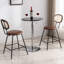 Ensemble de 4 tabourets de comptoir, tabourets de bar, tabourets de bar à hauteur de comptoir en métal pour la maison, tabouret de comptoir en similicuir avec dossier en rotin