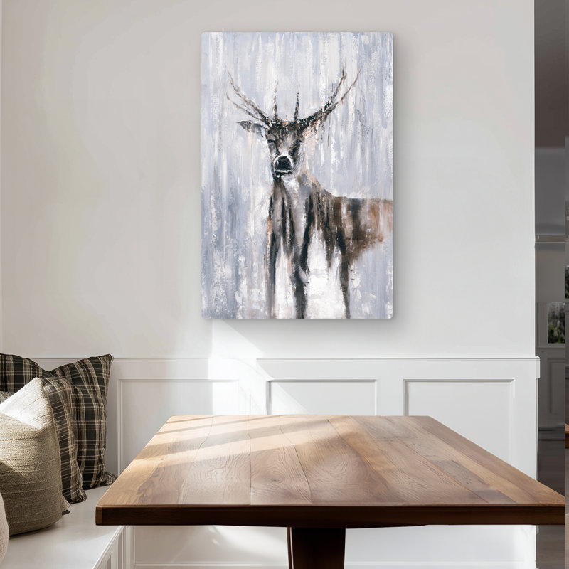 Winter Abstract Deer - Bathroom Metal Print for Home Decor