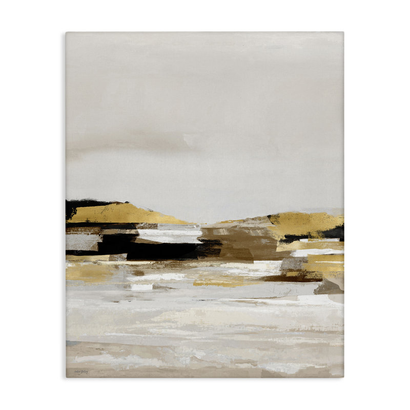 Paysage abstrait avec art mural jaune sur toile, par Amber Sterling, H 20 po x l 16 po