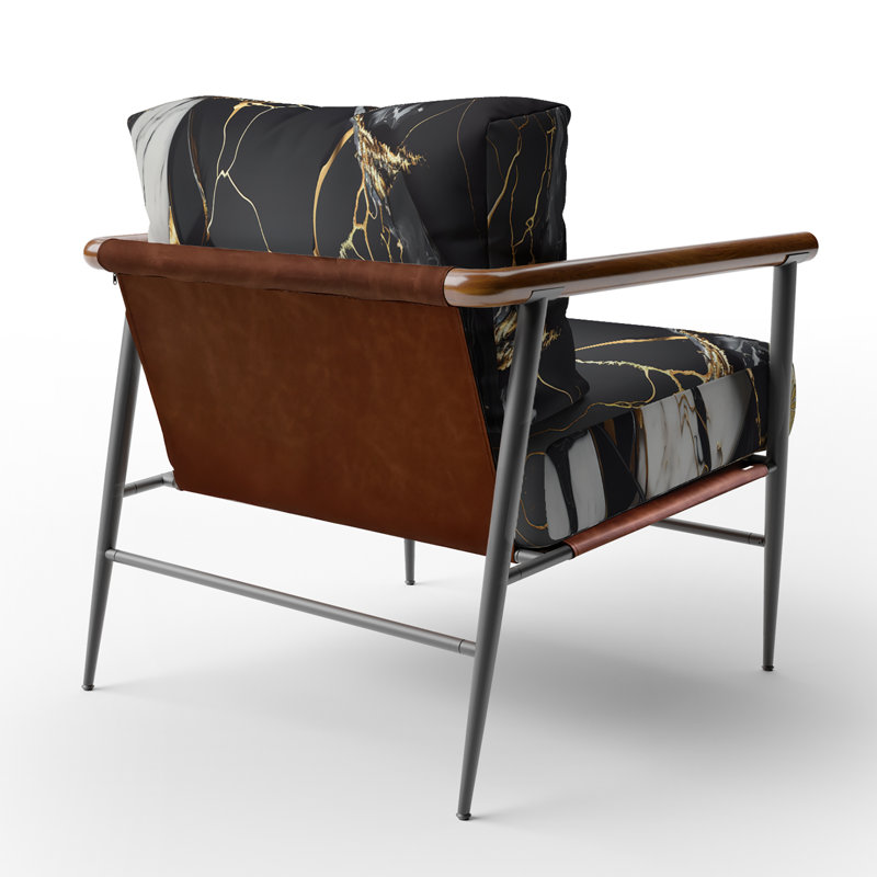 Fauteuil d'appoint rembourré en marbre Daelen, Noir, noir, noir, noir