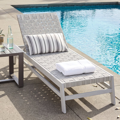 Quinton Patio Acacia Wood Chaise Lounge With Adjustable Backrest