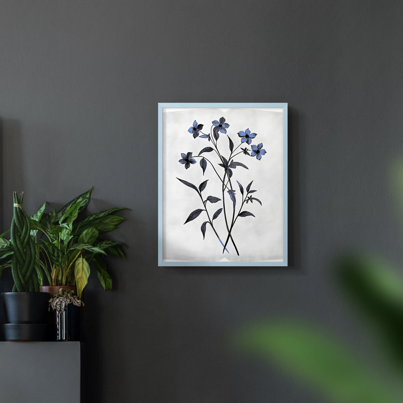 Série FLORAL - Impression encadrée de qualité supérieure - prêt à accrocher - aucun clou requis, Bleu, H 11 po x l 9 po