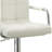 Adjustable Swivel Bar Stool With White Metal Framework, Grey Cushioned Seat Grid-Pattern Embellishment Style, Hydraulic Lift For Height Variation Scope, 360 Mobility Range, Ergonomic Configuration