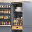 Simple armoire de plancher grise équipée de deux tiroirs, de deux planches réglables et de huit tablettes de porte, parfaites pour la cuisine à domicile-1756186044