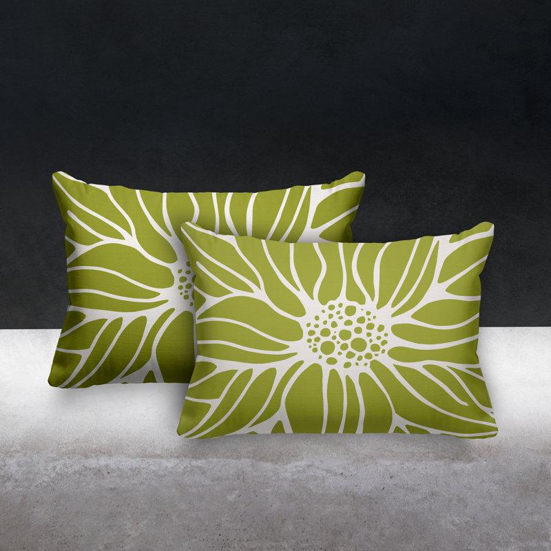 Polyester / Mélange de polyester Housse de coussin rectangulaire intérieure / extérieure lombaire et insert, Chartreuse