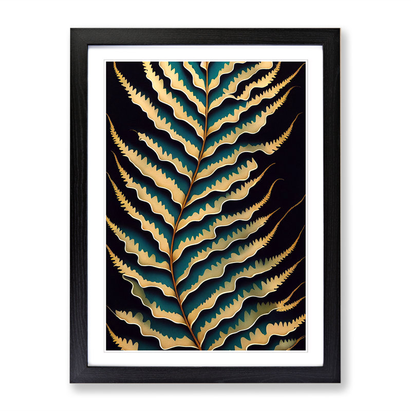 Adaleena Fern Leaf Digital Art 1 Piece Wall Art, 34cm H x 25cm W, Oak
