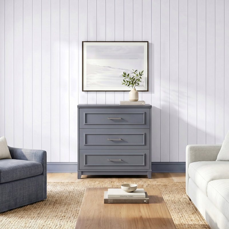 Martha Stewart  Lily Pond Wooden 3-Drawer Cabinet with Hardware, Blue
