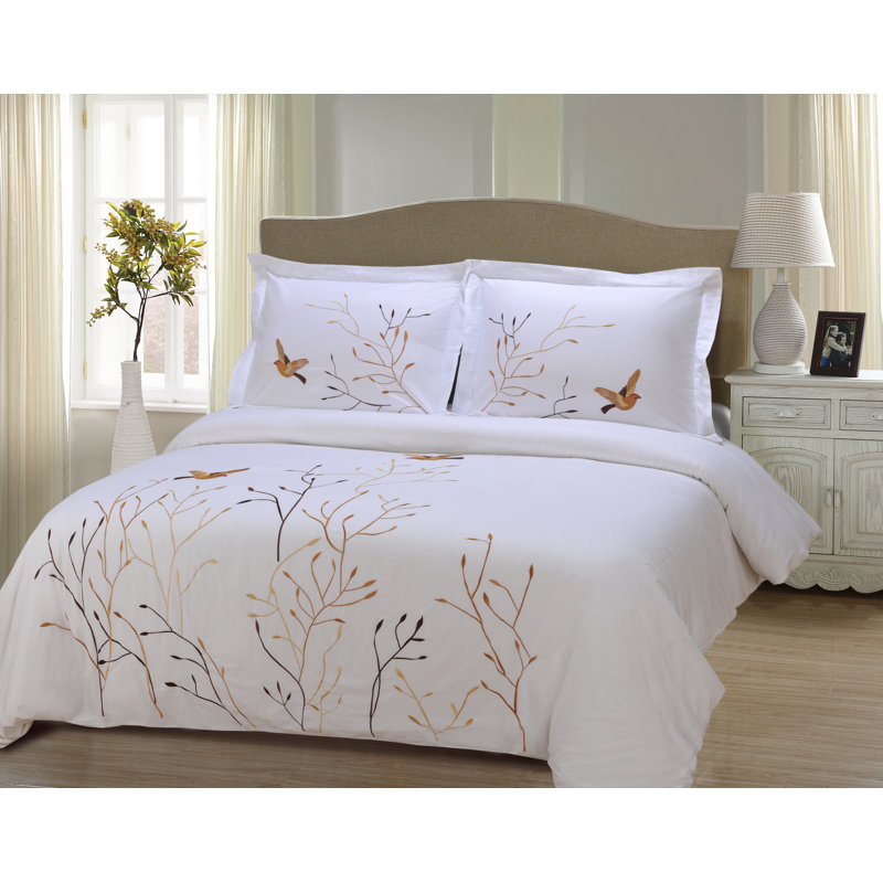 Cotton Sateen Duvet Cover, Brown, King Duvet Cover + 2 King Shams