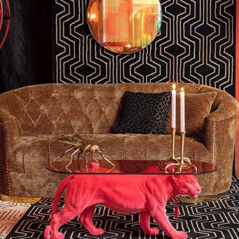 Glass Top Coffee Table, Pink