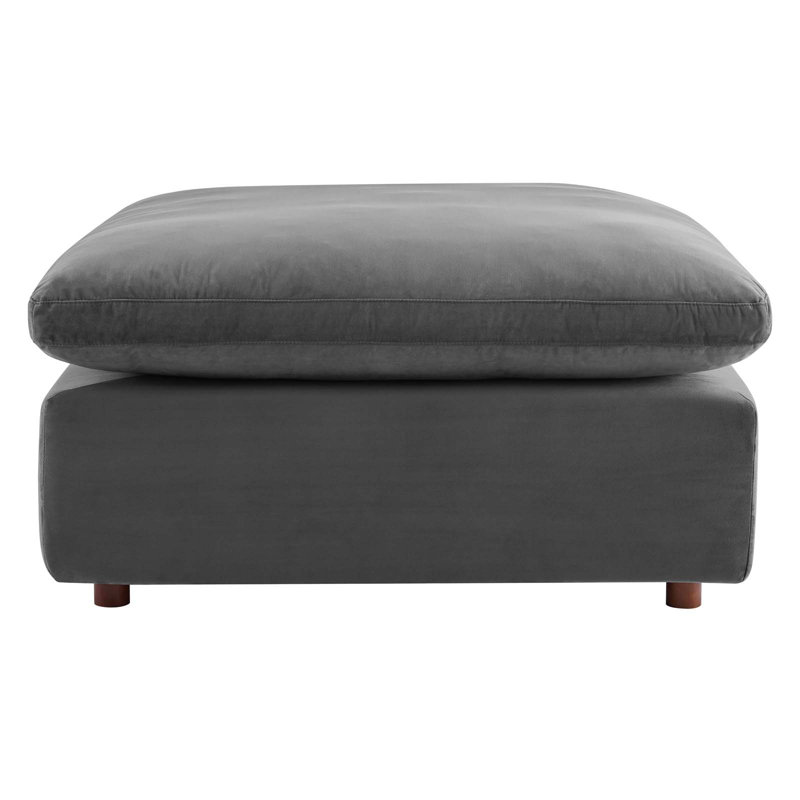 Modway Commix Down Filled Overstuffed Performance Velvet Ottoman, Gray Velvet