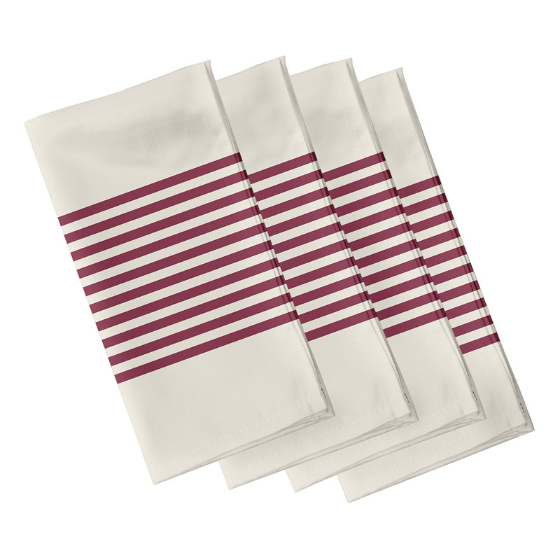 Verlene Polyester Striped Square Napkin, Red