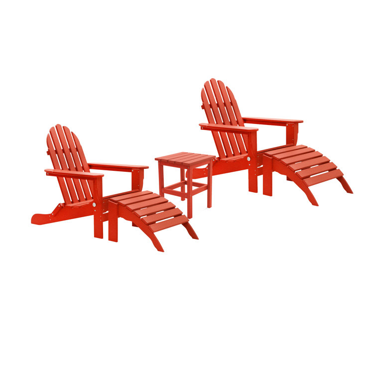 Hartington Plastic/Resin Folding Adirondack Chair with Ottoman and Table