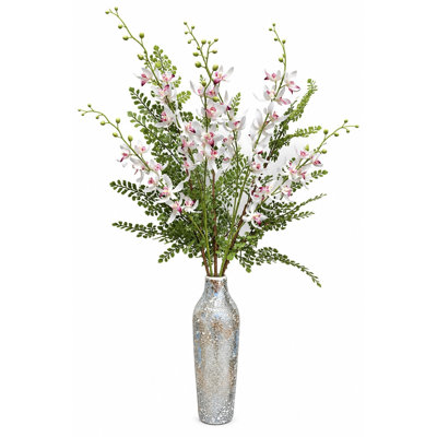 Arrangement de fougères artificielles 36 "dans un vase en mosaïque, bouquet floral de campagne prêt à exposer avec feuillage vert pour la décoration intérieure, le bureau et le centre de table de mariage