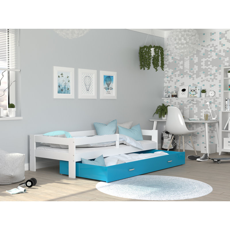 European Toddler (80 x 160cm) Drawer Bed, White/Blue, No