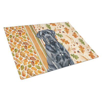 Black Neapolitan Mastiff Heirloom Fall Glass Cutting Board