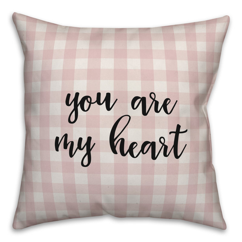  Coussin You are My Heart, Rose / Noir, Housse de coussin