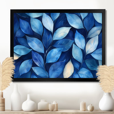Indigo feuilles feuillage collage IV - feuilles, art mural
