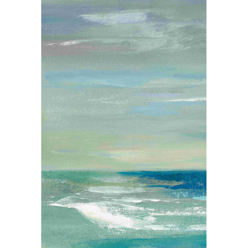 «Early Morning Waves I» par Silvia Vassileva - peinture sur toile tendue, H 18 po x l 12 po, Cadre flottant blanc, Non