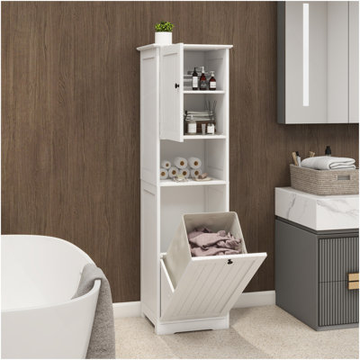 Armoire de trieur de linge inclinable à un compartiment et une porte - Blanc