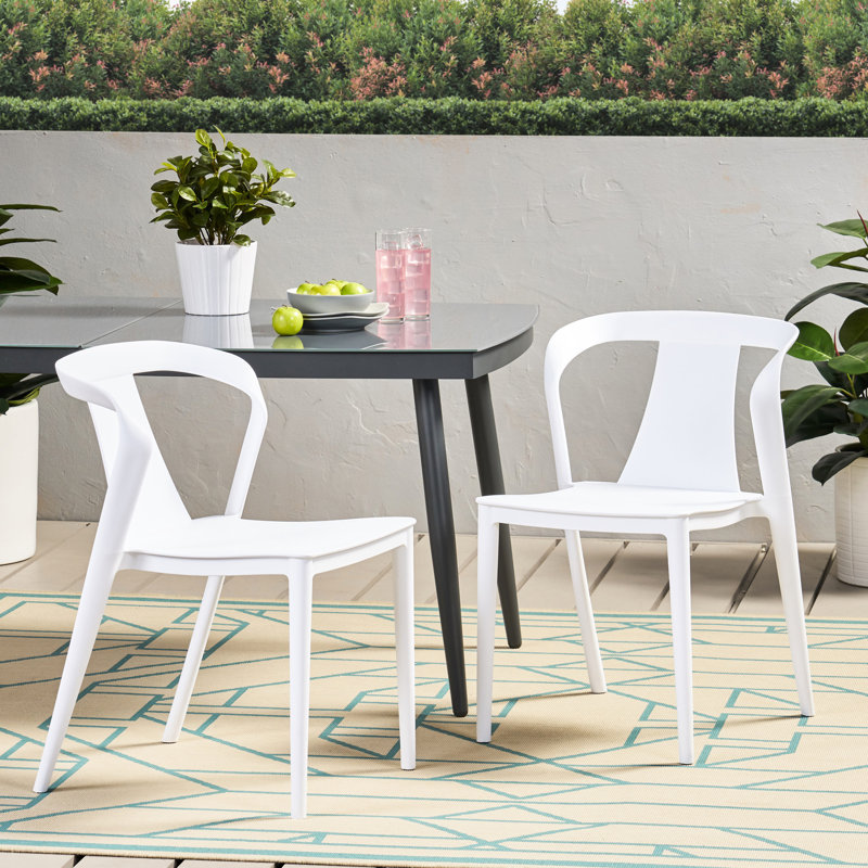 Chaise pour l'extérieur, polypropylène blanc, résistant aux intempéries, 19,16 po de profondeur, 22,11 largeur, 31,15 hauteur, 9,95 lb, espaces extérieurs à structure unique, style produit