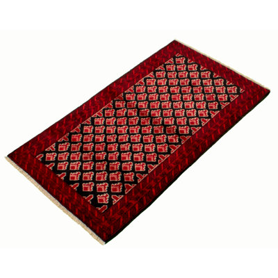 One-of-a-Kind 3'7" x 6'4" 1980s Rectangle Wool Area Rug in Red