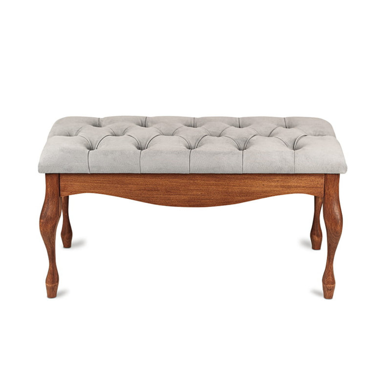Moorebank 100% Polyester Upholstered Bench, H40 x W120 x D40cm, Grey/Nut