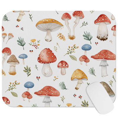 Botanical Cottagecore Mushrooms VII Plants Cottage Gaming Cute Office Laptop Desk Pad Gift Mat Square Rectangle Non-Slip Mousepad
