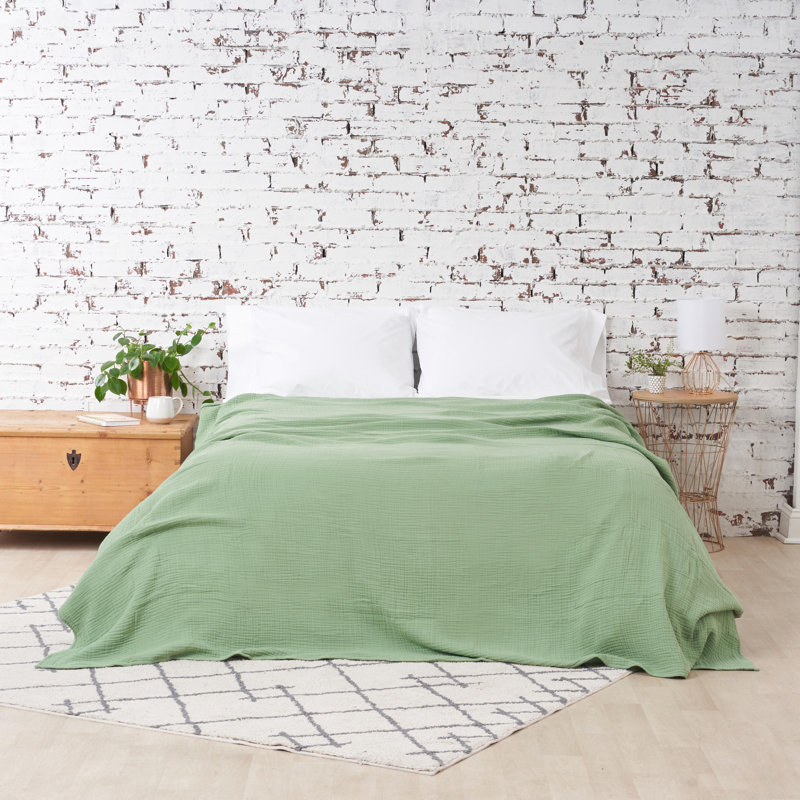 Ryker Moonbeam Gauze Coverlet, King Coverlet, Succulent