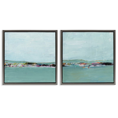  Ensemble de 2 toiles abstraites encadrées par Ethan Harper