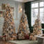 3-Piece Snowy Cascading Artificial Christmas Tree Set with Flocked Weeping Branches and Warm White Lights